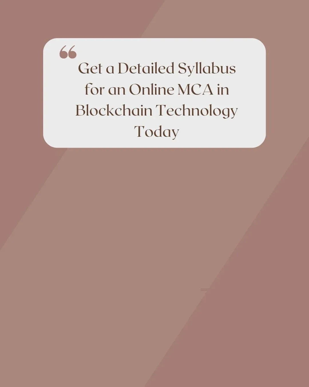 online MCA blockchain technology syllabus