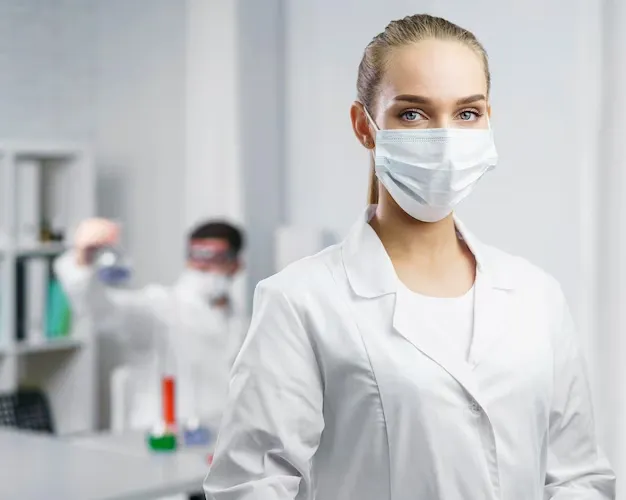 portrait-female-scientist-lab-with-medical-mask_23-2148816373.webp