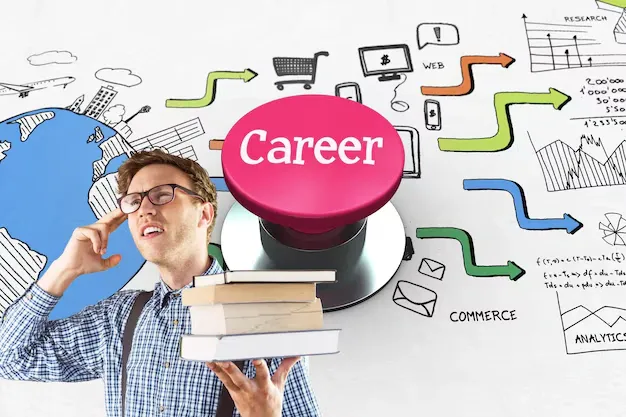 word-career-geeky-student-holding-pile-books-against-pink-push-button_1134-71380.webp